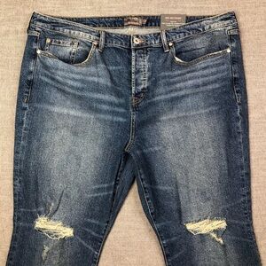 NWT!! Torrid Jeans Womens 22w Plus Blue High Rise Straight Distressed Ankle Slit